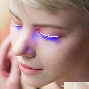 Fałszywe rzęsy moda migająca wodoodporna Wodoodporna Zmiana koloru rzęs LED Eye Luminous for Dance Concert Christmas Halloween Nightclub Dhlcf