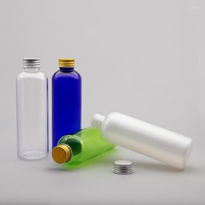 Storage Bottles 200ml X 30 Empty Transparent Blue Plastic Cosmetic Bottle With Silver/gold Aluminum Screw Cap 200cc Liquid