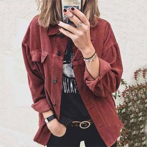Women's Jackets Women Loose Autumn Fashion Turn-down Collar Long-sleeved Single Breasted Lady Coats Vintage Solid Casual Female Outwear