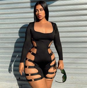 Nowe kobiety w 2024 r. Jumpsuits wzmacniacza Rompers Nowe długie rękawowe U-donk puste z klubu nocnego Bodysuit Women