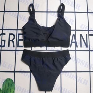 Kadın Siyah Bikini Set Marka Mayo Spor Tankları İç Giyim Kadınlar için Bölünmüş Mayo 586602