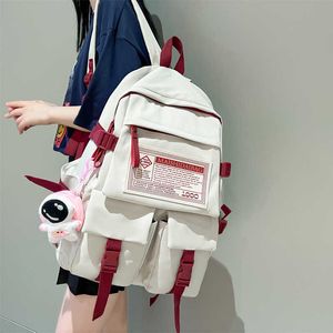 Fashion Multipocket Nylon Women Backpack Feminino Big D'água à prova d'água Escola portátil para meninas para uma bolsa escolar legal 230223