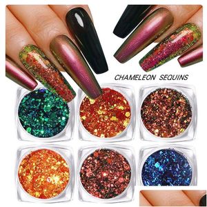 Kit per nail art Polvere flash laser con paillettes Polveri luminose Misto esagonale giapponese Set di decorazioni per unghie Consegna a goccia Salute Bellezza Dhcal