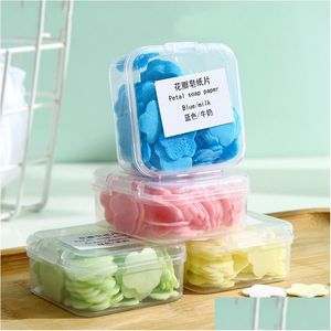 Handmade Soap Paper Cleaning Soaps Portable Hand Wash Petal Papers Scented Slice Washing Hands Bath Travel Foaming Small Tablet Drop Dhyh0