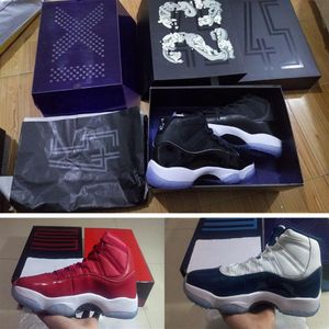 11s XI With Box 11 Mens basketball shoes 45 Space jam Gym Red Patent Leather Nylon Black Concord Bred Women trainer Gamma Blue C311H