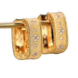Tung fransk vintage industrigud guld fyrkantig borstade örhängen bred glänsande gåva tjock boutique smycken kvinnor tillbehör