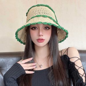 Wide Brim Hats Designer Matching Crochet Straw Sun Hat Women Summer Fashion Panama Fisherman Hat Travel Seaside Beach Hat Sunscreen Bucket Hat G230227