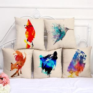 Pillow 1pc 45x45cm High Quality Linen Abstract Ink Painting Animal Decorative Cover Throw Case Chair Seat Pillowcases