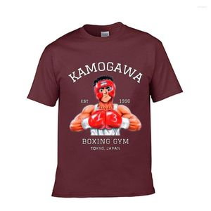 Мужские футболки Hajime No Ippo Kamogawa, боксерский тренажерный зал, высокое качество, хлопковая рубашка европейского размера, забавная мужская одежда в стиле аниме 2000-х годов, мужская одежда