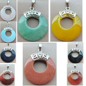 Pendant Necklaces Carnelian Goldstone Aventurine Opal Crystal Blue Sand Round Art Bead PWB1105