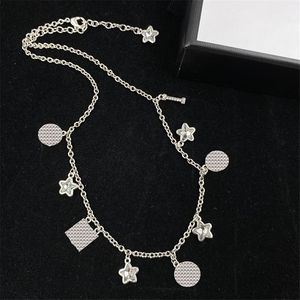 White Wrapped Stars Pendant Necklaces Women Letter Diamond Necklaces Lady Adjustable Slivery Elegant Jewelry