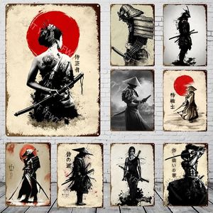 Японский самурай металлический оловянный знак самурай плакат современные стены художественные плакаты и принты Человек пещера декоративное украшение гостиной спальня декор размер 30х20 W01