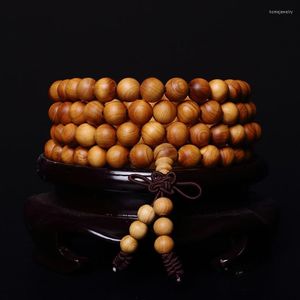Strand thuja armband pärlor 108 nummer 6/8mm tibetansk buddhistisk meditation naturlig färg mala bönarmband för män kvinnor