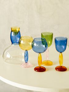 Tumblers Colored Wine Goblets Bordeaux Glasses Cups luxury Home Party Drinkware Decor ins Nordic Coffee Cup Cocktail Glass Barware 230228