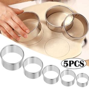 5PCS Runde Edelstahl Keks Form Knödel Haut Schneiden Form DIY Keks Gebäck Kuchen Backen Werkzeuge Küche Backen Gadget