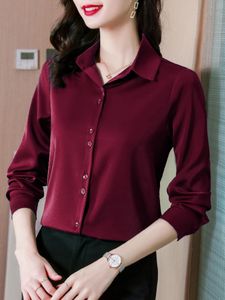 Women's Blouses Shirts Autumn Shirts for Women Satin Long Sleeve Blouse Office Lady Fashion Shirts Silk Women Shirt OL Elegant Blouses Ladies Tops 230228