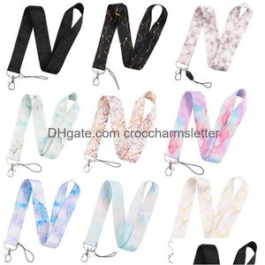 Cell Phone Straps Charms Shoe Parts Accessories Marble Grain Printed Neck Strap Keychain Lanyard For Keys Id Card Badge Holder Key Oti7L