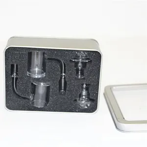 Rökande rör Terp Slurper Quartz Banger Set Rökning Tillbehör Domeless Nail With Glass Pärlor Cap Marble Valve i Metal Retail Box Package