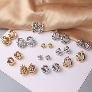 Twist Metall Ohrstecker für Frauen Hohl Geometrische Aussage Gold Farbe Ohrringe Persönlichkeit Ungewöhnliche Ohrringe Trend Brincos
