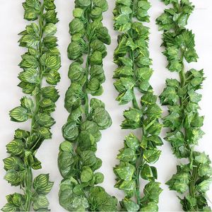 Decorative Flowers 12pcs Special Offer Green Vine Silk Artificial Hanging Leaf Wreath Plant Leaves Diy Suitable For Family Wedding Party