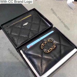 CC Brand Card Holders French 19 Shiny Lambskin Card Holder Ladies Mini Designer Bags Classic Quilted Gold-Tone Hardware Quilted Luxury Wallet Coin Purses Pouch