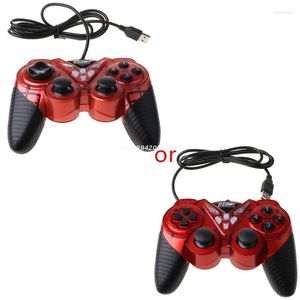 Controladores de jogo Controlador USB Wired para PC Vibração do computador Joystick Gamepads Laptop Dropship