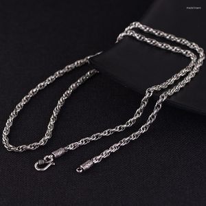 Correntes Charcadas de corda retro clássicas de prata tailandesa para homem Mulheres S925 Sterling Long Chain Cross Cross Jewery