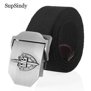 Belts SupSindy Canvas Belt 3D Russian Border Guard Troop Metal Buckle Jeans Belts for Men CCCP Army Military Tactical Belts Male Strap Z0228