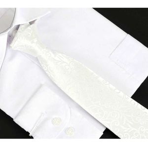 Cravatta classica da 8 cm per abito da uomo Cravatta da lavoro stile floreale bianco di lusso Cravatta da sposo per matrimonio J230227