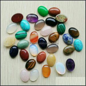 Stone Natural Assorted Oval Flat Base Cab Cabochon Cystal Loose Beads For Necklace Earrings Jewelry Clothes Accessories Making Whole Dhgtp