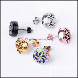 Estudação de 12mm de aço inoxidável de aromaterapia em aço inoxidável Brincos do difusor Mini Árvore Flower Men and Women Jewelry Party Gifts Designer 8 P dhxpd