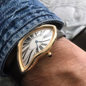 腕時計男性女性サファイアクリスタルクォーツ時計オリジナルシュルレアリスムアートデザイン腕時計防水ステンレス鋼不規則な形状 230227