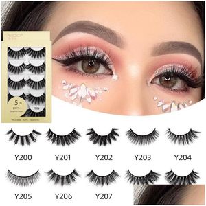 False Eyelashes 5 Pairs Natural Long Makeup Fl Strip Lashes Faux Mink Thick 3D Drop Delivery Health Beauty Eyes Dhygi