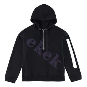 Tasarım Lüks Erkek Hoodie Fermuar Kol Rozeti Baskı Uzun Kollu Sweater High Street Moda Külkü Ekibi Boyun Top Siyah Asya Boyutu XS-L