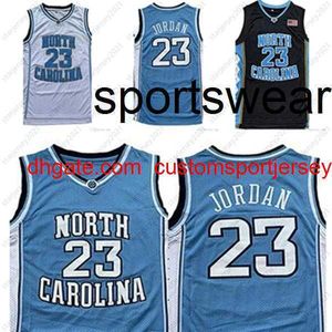 Costurada Carolina do Norte Men Tar Heels 23 Michael Jersey UNC College Basketball Jerseys Black White Blue