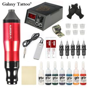 Tätowierpistolen-Kits Tätowiermaschine Professionelles Tätowiermaschinenset Rotary Tattoo Pen AuroraP1 Tattoo-Netzteil mit Patronen Nadeln Tätowierpistolen-Kit 230227