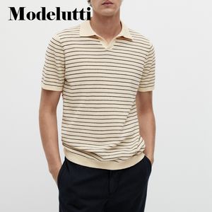 Herrpolos Modelutti Spring Summer Fashion Short Sleeve Knit Sweater Polo Neck Classic Rands T-shirt Men Simple Casual Tops Man 230228