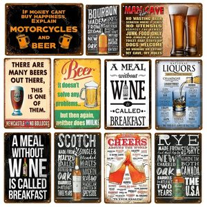 Man Cave Rules Metallgemälde Cheers Wein Bier Vintage Metall Blechschilder Café Bar Schild Wanddekoration Shabby Chic Retro Plakette Liköre Poster 20 x 30 cm Woo