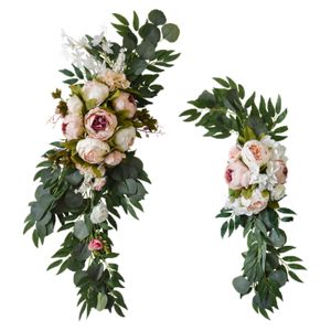 Dekorativa blommor kransar realistiska konstgjorda blommor bågdekor blommig display falsk växt för bröllopsfest vägg ceremoni semester dekoration 230227