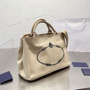 Canvas Shopping Bag Large Capacity Tote Bag Women Handbag Triangle Shoulder Bags Fashion Letter Printing Internal Zipper High Quality Adjustable Nylon Strap