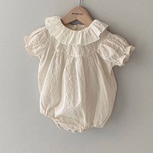 Rompers Summer Infant Born Bady Girdかわいい服プリンセスボディスーツ幼児の女の子ソリッドファッションパフスリーブジャンプスーツ服230228