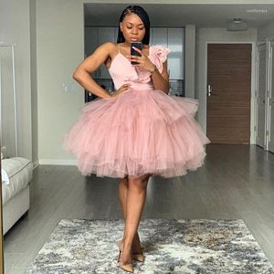 Party Dresses Pink Sweet Beautiful Short Dress Sleeveless Tiered Tulle Ball Gown Plus Size Size Women Cocktail Prom Evening Clows Custom Made Made