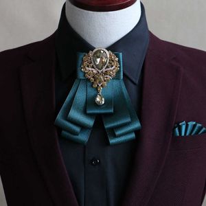 Neck Ties Handmade British Style New Diamond Flower Bow Tie Pocket Towel Set for Men Wedding Groomsman Bowtie Fashion Clothing Accessories J230227