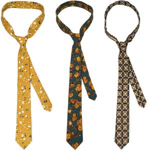 Nackband män slips vintage blommig tryckt design 6 cm mager nack slips för män affär bröllop party lyx blommor tryck bomullsslipsar j230227