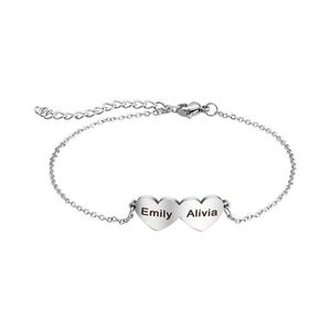 Pulseiras de link para aço inoxidável de aço inoxidável letras de coração personalizado nomes de pulseira ajustável Cadeia de comprimento ajustável