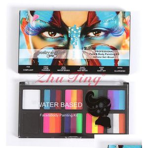 Body Paint Halloween Themed Party Water Based Painting Rainbow Face Kit Colorf Palette Lasting Christmas Makeup Effect Drop Delivery Dhp9Y