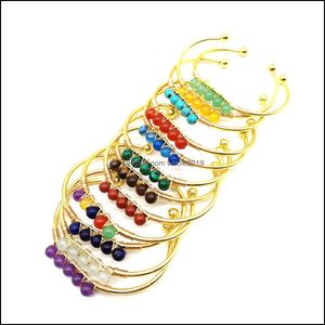 Manschetten-Edelstein-Armband, 6 mm, runde Perlen, für Frauen und Mädchen, handgefertigt, Golddraht, gewebt, Lift of Tree, Heilung, Chakra-Kristall, Freundschaftsarmreif, Dh42B