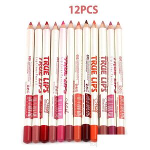 Lip Ołówki Menow 12pcs/Set Professional Liner Pencil Wodoodporne drewniane konturowo mat matte tatuaż