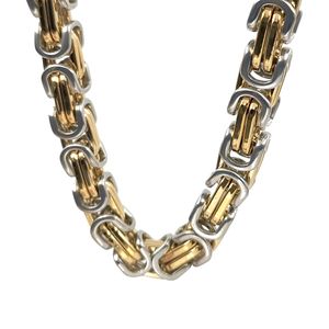 8mm 18-40inch Mens Necklace Byzantine Chain Stainless Steel Large Huge Jewelry Golden With Silver Two Tone