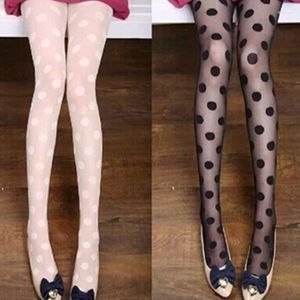 Women Socks Dot Print Stocking Sexy Tights Fishnet Mesh Seamless Pantyhose Nylon Black White Nightclub Female Ladies Silk